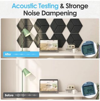 24 Paneles Acústicos Hexagonales Negros