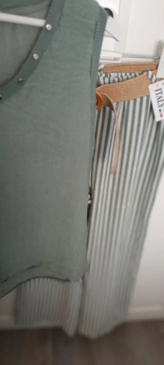 Pantalón ancho verano rayas verde y blanco