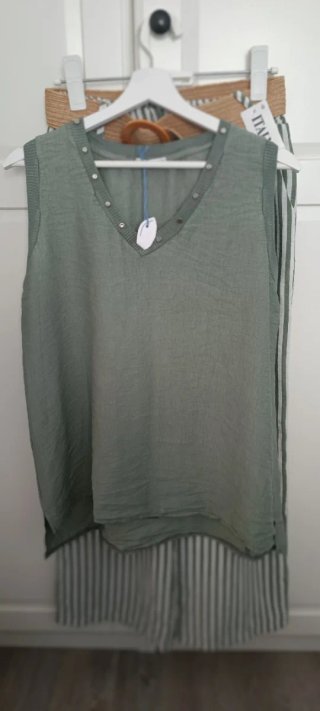 Pantalón ancho verano rayas verde y blanco