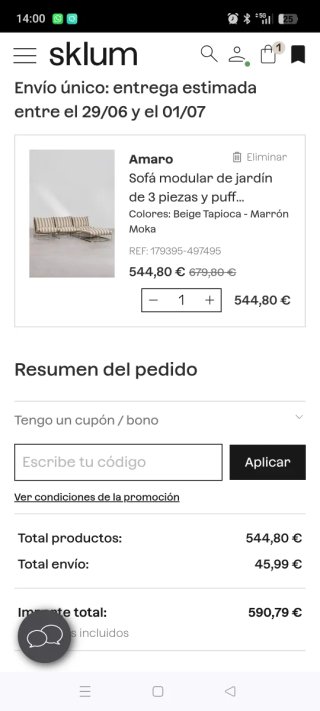 Conjunto Amaro: Sofá y Otomana