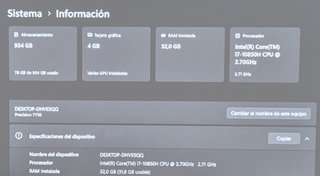 Portátil 4K Dell i7 32GB RAM 1TB Workstation