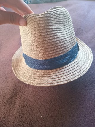Sombrero de paja verano beige y azul