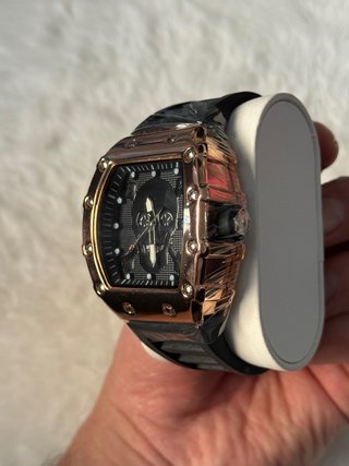 Reloj Hombre Estilo RM Negro y Dorado Rosa