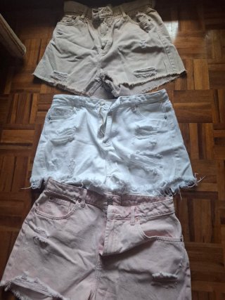Lote 3 shorts vaqueros rotos chica,