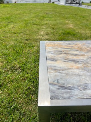 Tavolo da salotto/giardino in acciaio inox e marmo