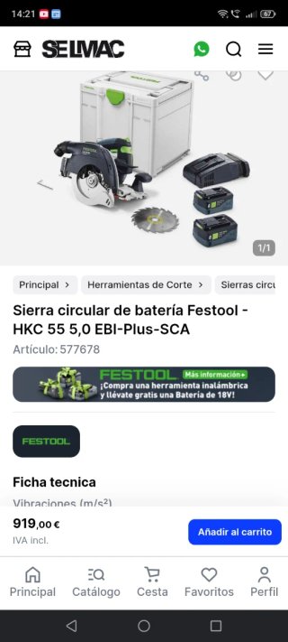Sierra circular Festool HKC 55 EB