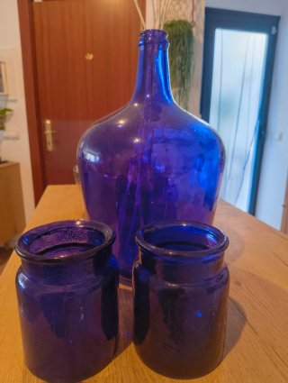 Conjunto 3 jarrones azul cobalto