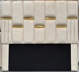 Cabecero Terciopelo Beige y Dorado