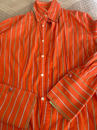 Camisa Ralph Lauren Mujer Naranja Rayas