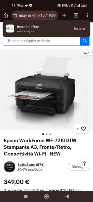 Impresora Epson WorkForce WF7210DTW