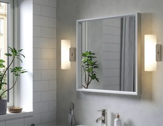 Espejo Blanco Cuadrado IKEA mas lampara led