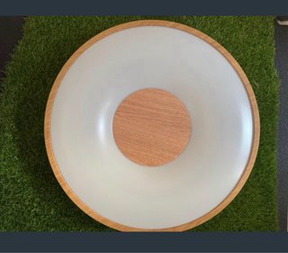 Plafón LED redondo madera y blanco