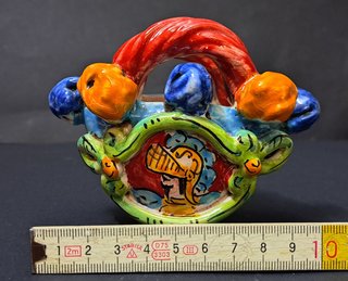 Ceramica Caltagirone borsa con paladino 10 x 8 cm