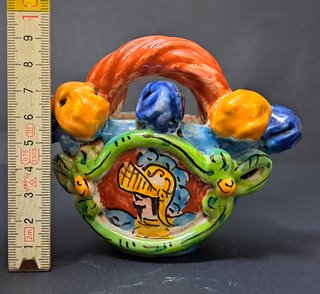 Ceramica Caltagirone borsa con paladino 10 x 8 cm