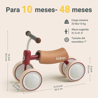 NUEVO Triciclo Bebe Empujable Kidpop Big Bee Roja