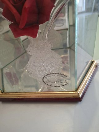 Decoración de cristal corazón y rosa 25 cm
