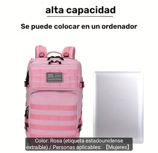 Mochila Táctica Militar 50L Molle Gimnasio Rosa