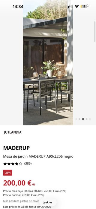 Mesa de jardín negra (SILLAS NO INCLUIDAS)