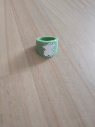 Anillo Tous Oso Verde y Plata