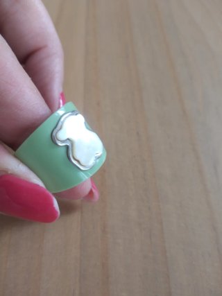 Anillo Tous Oso Verde y Plata