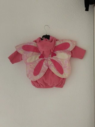 Disfraz mariposa bebé rosa con blanco