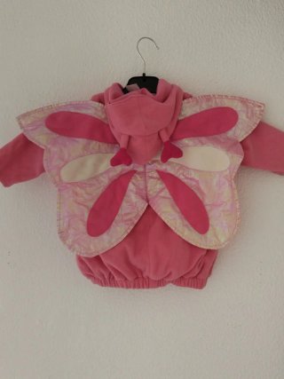 Disfraz mariposa bebé rosa con blanco