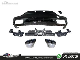 DIFUSOR TRASERO CON COLAS NEGRAS PARA MERCEDES GLC COUPE C253 NEGRO MATE/BRILLO