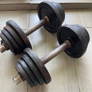 Discos de pesas y barras gimnasio ~30kg