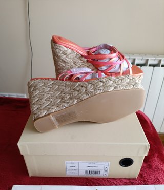 Cuñas SIMMI Talla 39 Naranja y Rojo