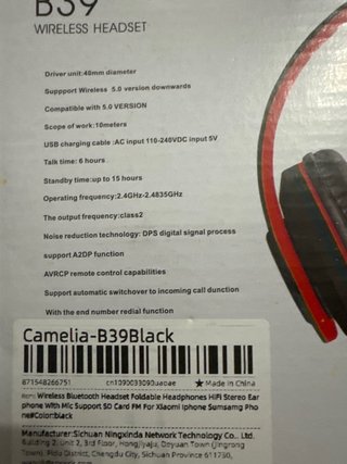 Auriculares Inalámbricos B39 Head Mounted