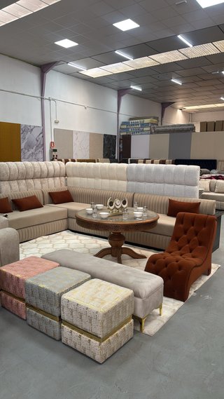 Sofá modular beige y marrón