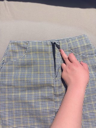 Falda profesional cuadros azul y amarillo
