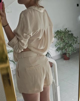 Conjunto satén camisa y shorts