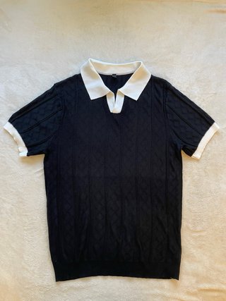Polo negro hilo talla XS (equivale S/M)