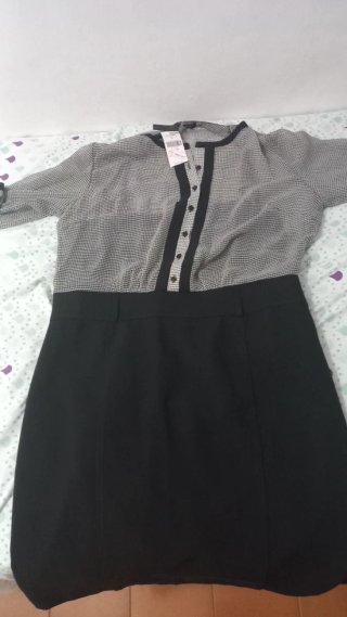 Vestido beige y negro talla 48