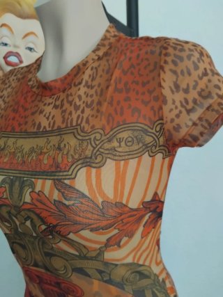 Vestido Malla Estampado Egipcio Naranja
