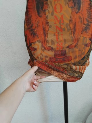 Vestido Malla Estampado Egipcio Naranja