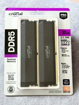 Crucial Pro RAM DDR5 32GB Kit (2x16GB) 6400MHz