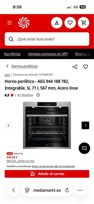 Horno AEG y placa de inducción TECA