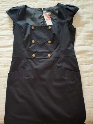 Vestido negro ANTEA manga caída