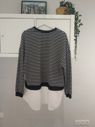 Jersey rayas blanco y negro mujer