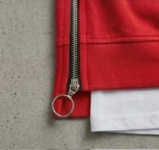 Sudadera Roja Doble Capa Cremalleras