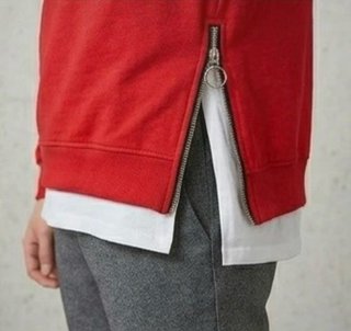 Sudadera Roja Doble Capa Cremalleras