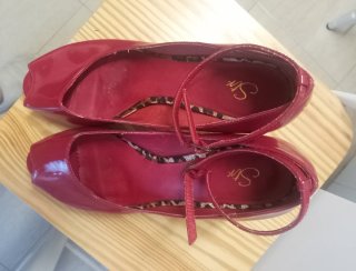 Zapatos charol rojos peep toe