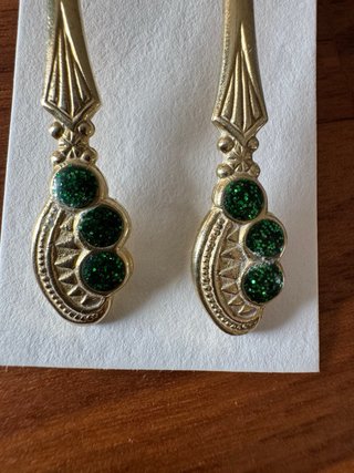 Pendientes Modernistas Latón y Verde