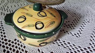 Pentola ceramica decorata vintage