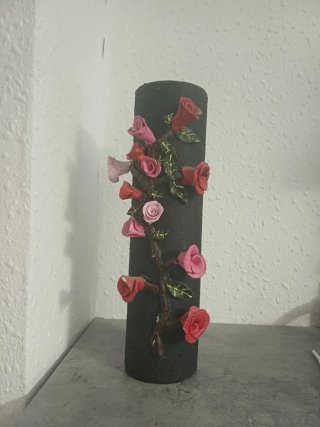 Florero artesano decorativo rosas