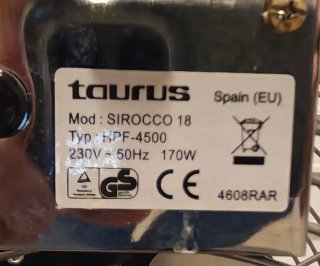 Ventilador Taurus Sirocco 18