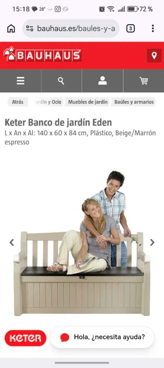 Banco Keter Resina Almacenaje Beige/Marrón