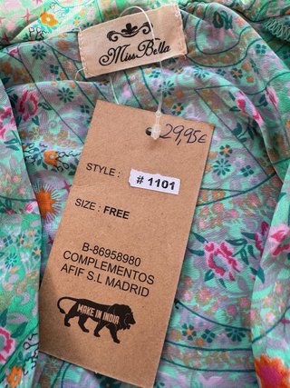 Kimono UDIN seda verde y rosa talla única